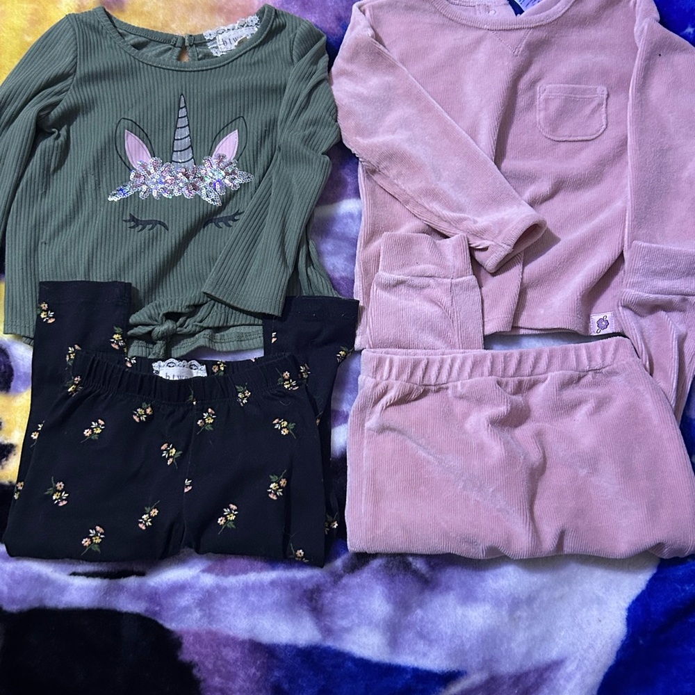 Girls 2 Long Sleeve and Pants Bundle
